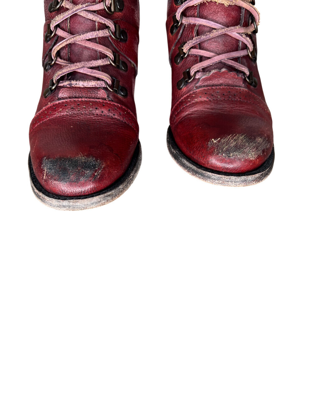 Freebird by Steven Gage Leather Boho Moto Boots Womens 8 Burgundy Red Distressed - Picture 4 of 14